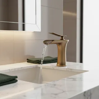 Robinet lavabo cascade laiton massif finition bronze antique bec…
