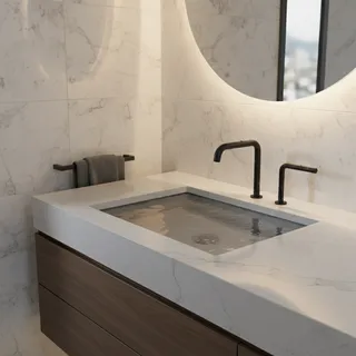 Robinet de salle de bains en or brossé