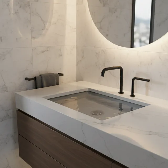 Robinet de salle de bains en or brossé