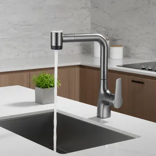 Robinet de cuisine extractible gris pistolet