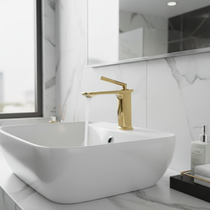 Robinet de lavabo de salle de bains, robinet de lavabo chaud et froid, robinet de salle de bains, robinet en or brossé Robinet de lavabo de salle de bains, robinet de lavabo chaud et froid, robinet de salle de bains, robinet en or brossé