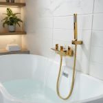 Ensemble de robinets de baignoire, salle de bains murale cascade lavabo robinet en laiton à Double levier robinets mélangeurs de douche en laiton