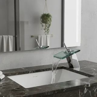 Mitigeur lavabo cascade chrome laiton massif verre rectangulaire bords…