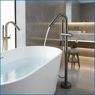 Robinet baignoire autoportant pied noir mat laiton finition brossé…