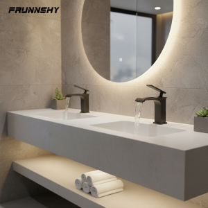 Robinet de lavabo mélangeur de salle de bains, cascade noire, robinets mélangeurs de lavabo chaud et froid, robinet d&rsquo;évier de salle de bains moderne FR620