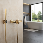 EllMAIDI-Ensemble de douche thermostatique doré, baignoire F/05, robinet de centre commercial, douche à température constante, déterminer