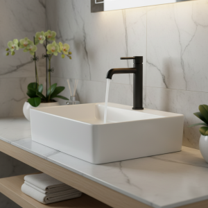 Robinet d&rsquo;évier de lavabo en acier inoxydable, salle de bains, robinet d&rsquo;eau froide et chaude 360 °   Bec de lavabo domestique pivotant à poignée unique