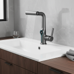 Robinet de lavabo cascade multifonctionnel mitigeur à 4 modes, buse extractible, robinet de salle de bains et de cuisine, robinet d&rsquo;évier intelligent à affichage LED robinets cuisine	robinet salle de bain Noir robinets
