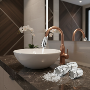 Aérateur d&rsquo;économie d&rsquo;eau en cuivre, robinet de salle de bains, bec de barboteur, filet de barboteur, fleur douce, bouche d&rsquo;eau, fleurs, prévention des éclaboussures