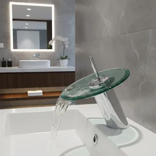 Robinet de lavabo de salle de bains en verre coloré