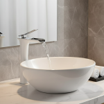 Robinets de lavabo Robinet de salle de bains blanc moderne Robinets de cascade Robinet d&rsquo;eau froide et chaude à trou unique Robinet de lavabo Robinets mélangeurs 6008