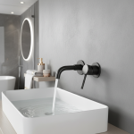 Bagnolux robinet de lavabo de salle de bains intégré, noir Chrome Rose or brossé laiton poli à poignée unique eau chaude et froide monté au mur