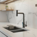 Robinet de cuisine gris, affichage numérique de la température, robinet de lavabo extractible, levage, 4 Modes de pulvérisation, mélangeur d&rsquo;évier d&rsquo;eau chaude et froide, robinet de lavage