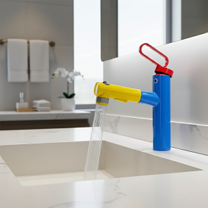 HuNiu robinet d&rsquo;évier de salle de bains, robinet extractible de lavabo, mélangeur d&rsquo;eau chaude et froide, robinet d&rsquo;eau monotrou pour éviers de salle de bains, robinets