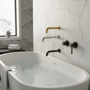 Mélangeur de douche de baignoire basse chromé, remplissage de robinet de bain, bec en or brossé, sortie murale, robinets noirs, becs de remplissage de remplacement Mélangeur de douche de baignoire basse chromé, remplissage de robinet de bain, bec en or brossé, sortie murale, robinets noirs, becs de remplissage de remplacement