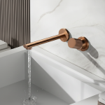 Robinet de salle de bains mural luxruy en laiton or Rose, robinet de salle de bains encastré à 2 trous, poignée unique, pression d&rsquo;eau réglable et robinet caché d&rsquo;eau chaude et froide