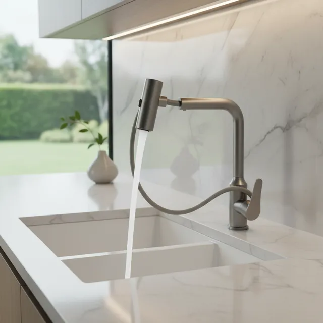 Robinet de cuisine extractible gris/argent