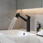 Robinet de lavabo en acier inoxydable, robinet de lavabo de salle de bains multifonctionnel universel de haute qualité à double usage chaud et froid