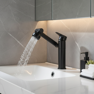 Robinet de lavabo en acier inoxydable, robinet de lavabo de salle de bains multifonctionnel universel de haute qualité à double usage chaud et froid Robinet de lavabo en acier inoxydable, robinet de lavabo de salle de bains multifonctionnel universel de haute qualité à double usage chaud et froid