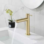 SUS304 robinet froid unique robinet de lavabo en or brossé robinet de salle de bains robinet d&rsquo;eau cascade robinet de salle de bains 304 Stell en acier inoxydable