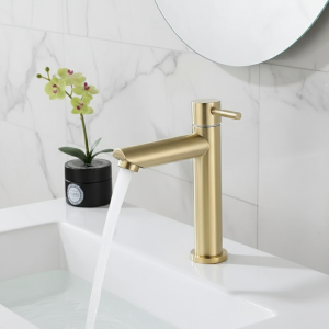 SUS304 robinet froid unique robinet de lavabo en or brossé robinet de salle de bains robinet d&rsquo;eau cascade robinet de salle de bains 304 Stell en acier inoxydable