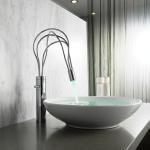 Lumière LED Twining Pipe Design, Support de pont, Poignée unique, Bassin de mode, Robinet de centre commercial d&rsquo;eau, Laiton massif, Court et haut