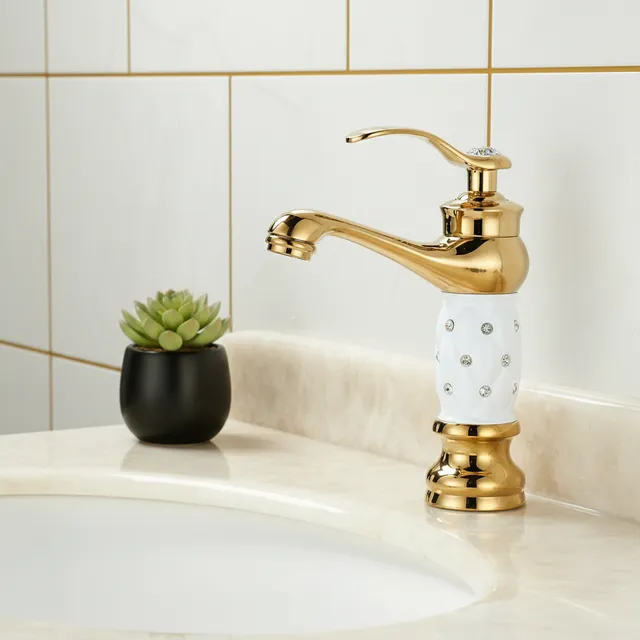 Stenoc robinets de lavabo dorés