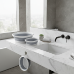 Lavabo pliant Lavabo polyvalent Lavabo pliable suspendu léger pour évier de camping et outil de nettoyage d&rsquo;éviers RV