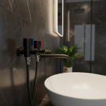 Robinets de lavabo de salle de bains, robinets d&rsquo;arrêt d&rsquo;angle, finition en laiton noir, vanne d&rsquo;arrêt G1/2 « , salle de bains, toilettes, Bidet, douche, robinet d&rsquo;eau