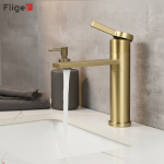 Fliger-Haut de bassin en or brossé, creux de seau, chaud et froid, centre commercial rotatif à 360 °