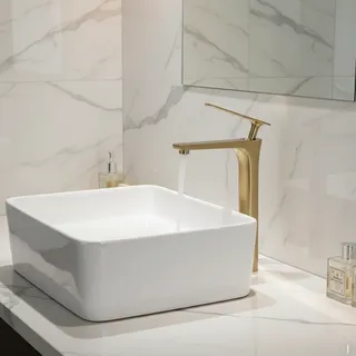 Robinet de salle de bains en laiton doré brossé
