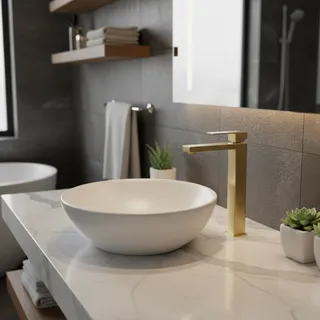 Robinet de lavabo de salle de bains noir mat