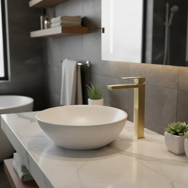 Robinet de lavabo de salle de bains noir mat
