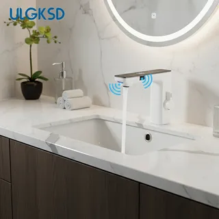 Nouveau robinet de lavabo de salle de bains LCD blanc