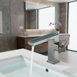 Robinet de Lavage avec Affichage Numérique de la Température, Lumière LED Grise, Eau Chaude et Froide, pour Évier de Centre Commercial, Grue Multifonction