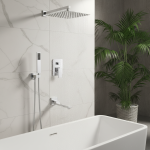 Ensemble de robinets de douche à effet de pluie, salle de bains dissimulée chromée, système de douche cascade mural, mitigeur de baignoire-douche