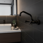 Shbshimy – robinet de lavabo noir ORB à bec pivotant 360, robinet mural à double poignées, robinet mitigeur d&rsquo;eau chaude et froide à double trous