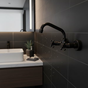 Shbshimy – robinet de lavabo noir ORB à bec pivotant 360, robinet mural à double poignées, robinet mitigeur d&rsquo;eau chaude et froide à double trous