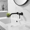 Robinet de lavabo noir mural à 2 trous