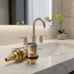 Cartouche de robinet en laiton céramique, robinet mélangeur d&rsquo;eau chaude et froide de salle de bains