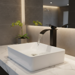 Robinet de lavabo en acier inoxydable noir, cascade, lavage de haute qualité, robinets mélangeurs chauds et froids, robinets d&rsquo;évier, Installation sur comptoir