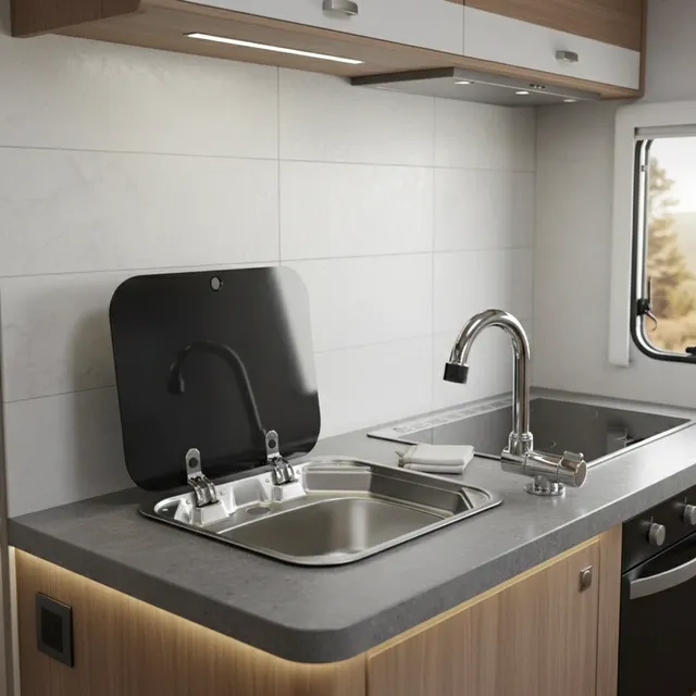 Lavabo à main en acier inoxydable pour caravane et Camping