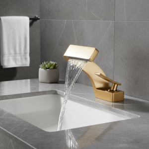 Robinet de lavabo facial installé sur le pont de la salle de bain, robinet monotrou mitigeur chaud et froid