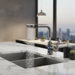 Affichage numérique de la température, robinet de ark, cascade, pulvérisateur à 3 voies, eau chaude et froide, évier, centre commercial