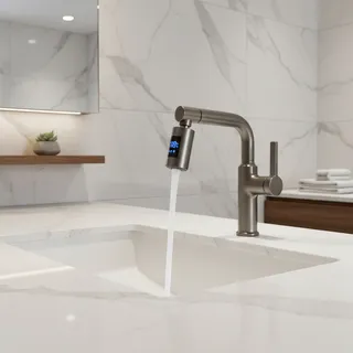 Mitigeur monocommande lavabo évier bec coudé acier inoxydable brossé…