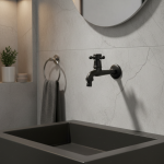 Robinet de jardin extérieur en laiton noir, robinet froid simple, Machine à laver, robinet mural de salle de bains, robinet d&rsquo;eau de vadrouille