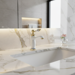 Robinet de centre commercial à poignée unique, cuivre, laiton, robinet latine, bassin en céramique blanche, finition dorée, robinets de haute qualité