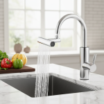 Pulvérisateur de robinet de cuisine 4 en 1, barboteur pressurisé anti-éclaboussures, multifonctionnel 360 °   Robinet cascade rotatif, accessoires pour la maison
