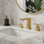 Robinet de lavabo en or brossé, robinet de salle de bains noir en laiton Total, robinets d&rsquo;évier antiques, robinet cascade chaude et froide à 3 trous, robinet d&rsquo;eau