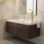 Robinet de lavabo de luxe robinet moderne robinet de salle de bains finition dorée robinet d&rsquo;évier de lavabo en laiton chaud et froid poignée unique avec robinets en céramique